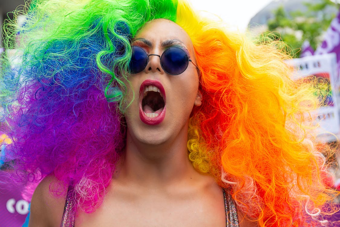 Rainbow Haired "Woman" Screaming